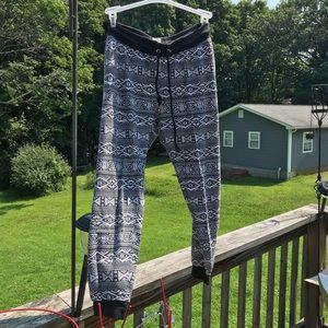 Black and white tribal joggers